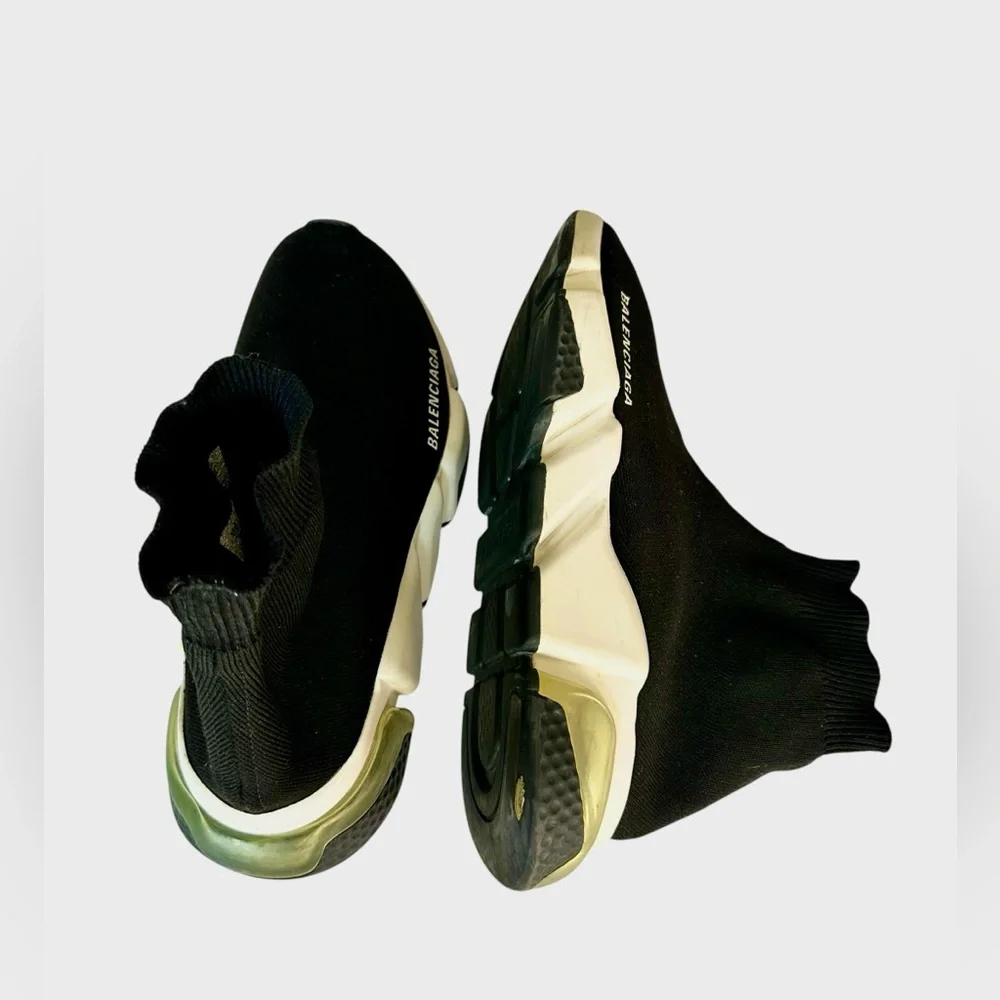 Balenciaga Black Fabric Speed Trainer Slip-Sneakers in Black US 8